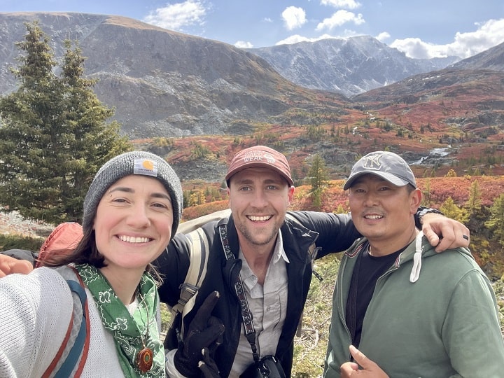 with clients during a hike