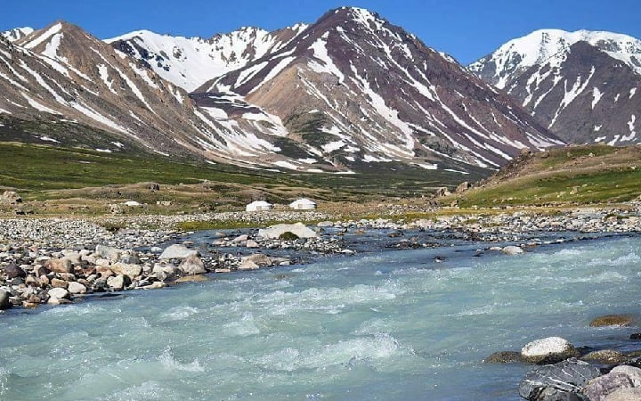 milk river in Altai Tavan Bogd national park in western Mongolia