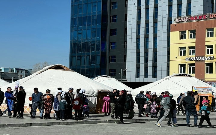 During Nauryz festival at Ulgii town square, western Mongolia