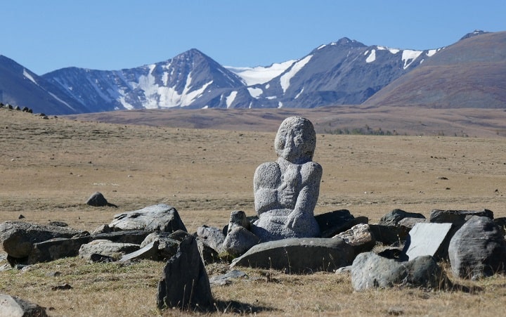 Stoneman in Altai Tavan Bogd National Park, western Mongolia