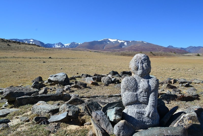 stone man in Altai Tavan Bogd National Park, Mongolia.