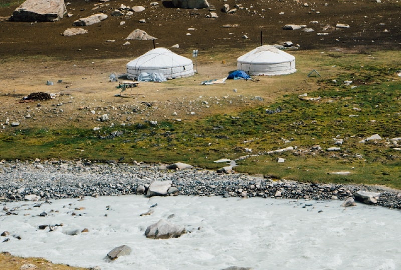 herder families by Milk River in Western Mongolia