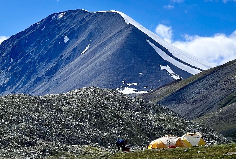 tents at basecamp for Tavan Bogd peak climbs in Mongolia