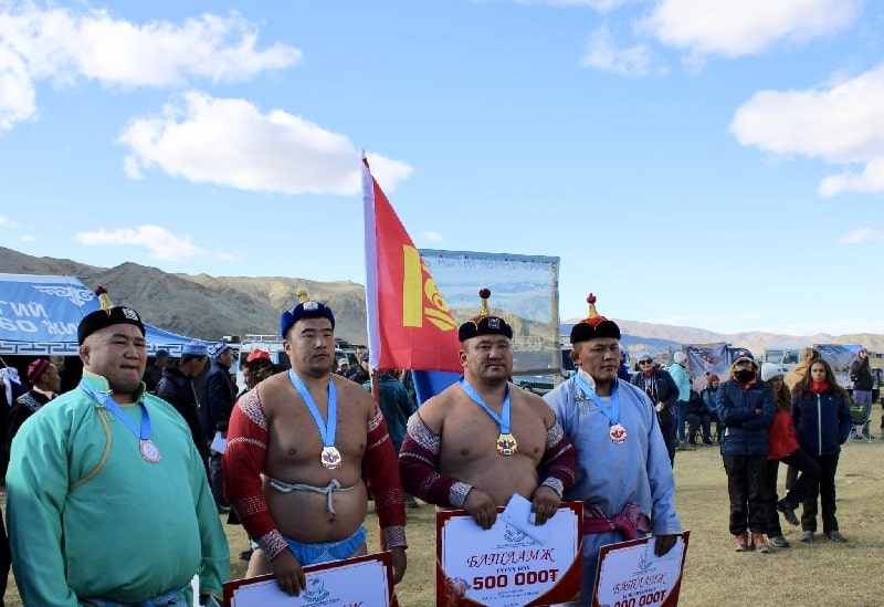 winner wrestlers at the Altai eagle festival 2024 - Western Mongolia Tour