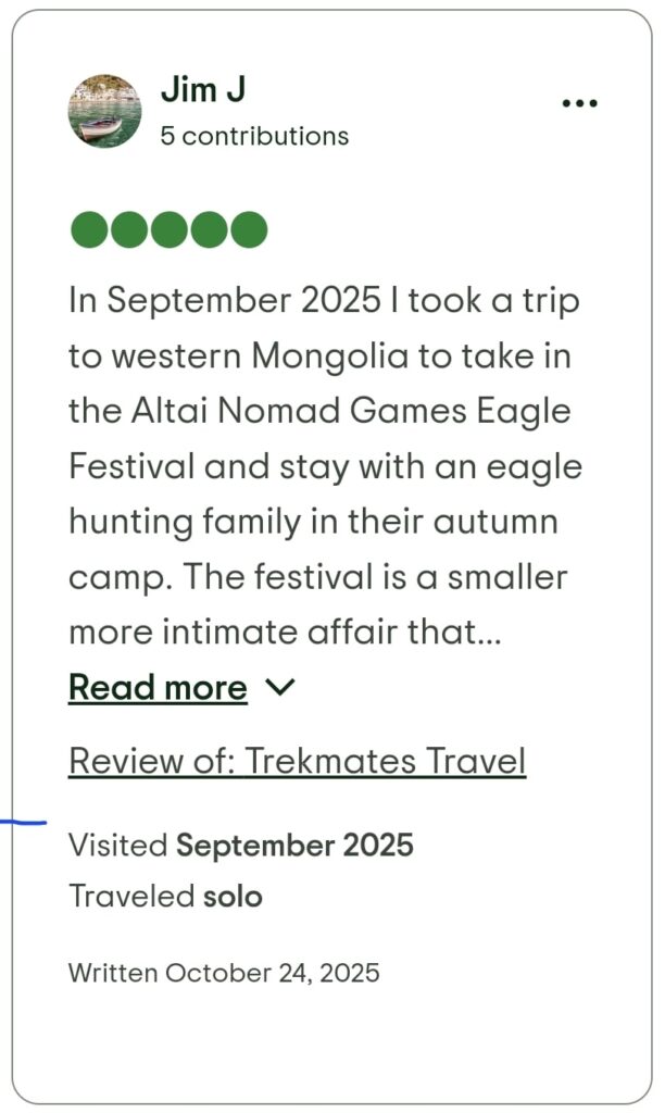 A client feedback on his experience at Altai eagle festival